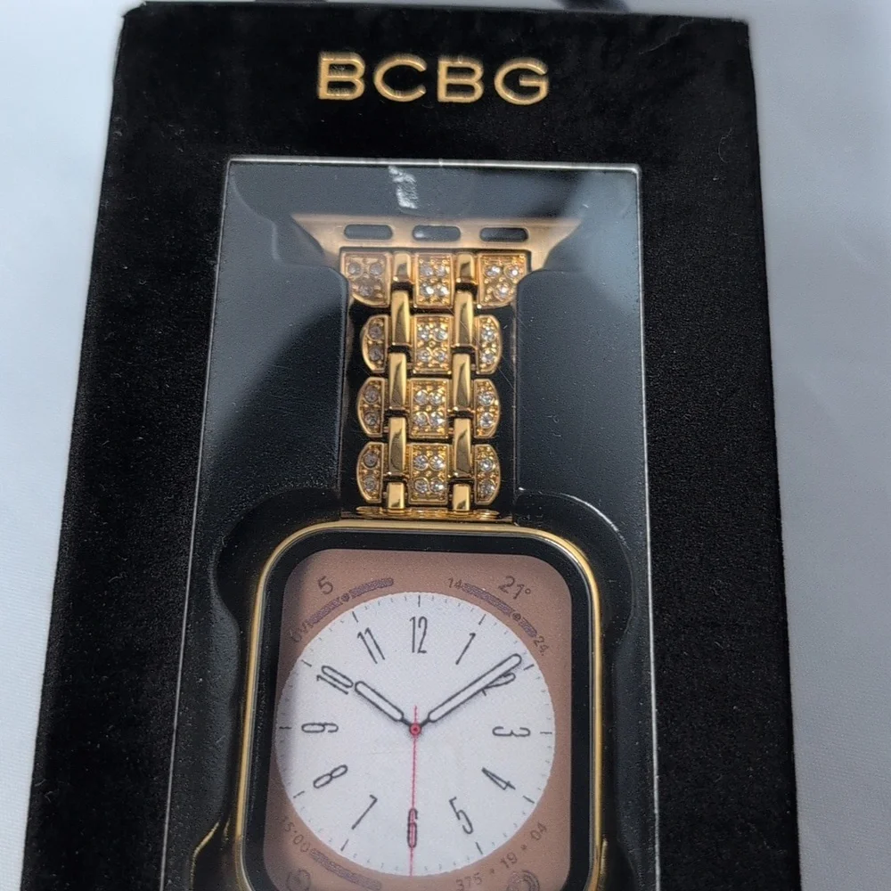BCBG Gold Tone & Crystal Apple Watch Band Adjustable 38/40/41 MM